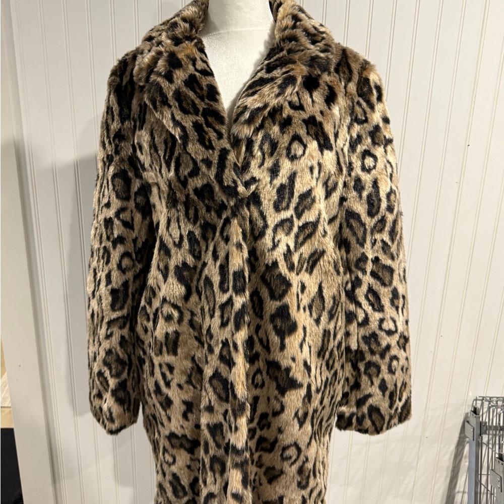 Leopard Print Faux Fur Coat